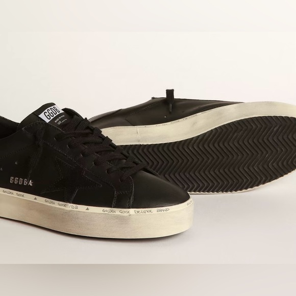 Golden Goose Black Hi-Star sneakers in leather with studded GGDB lettering. SZ40 - Picture 2 of 13